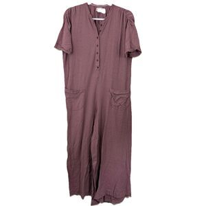 FP Beach Free People My Go To Jumpsuit Sz Extra Small Wide Leg Mauve Pink